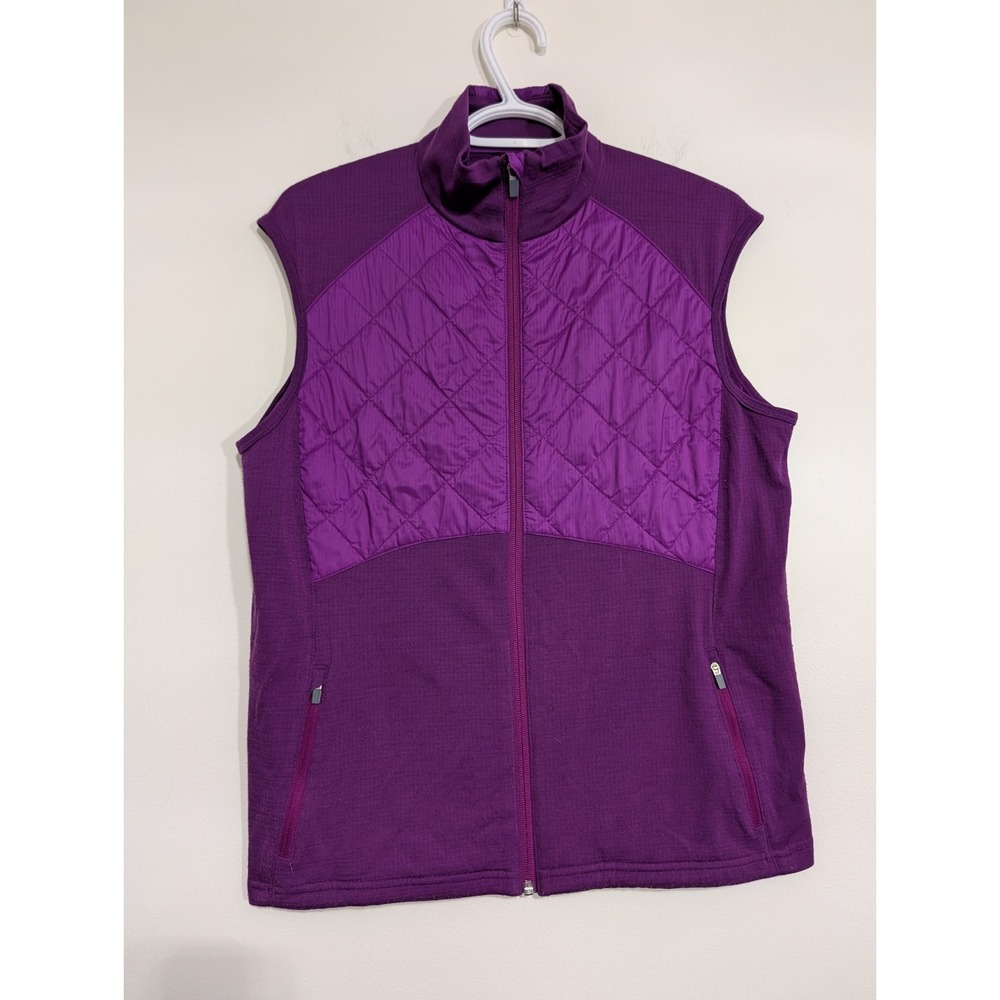 ICEBREAKER Merino Wool GT Women's XL Ellipse Vest Quilted Purple Winter Outdoor